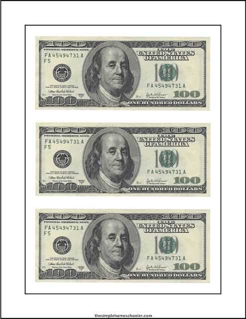 printable hundred dollar bills