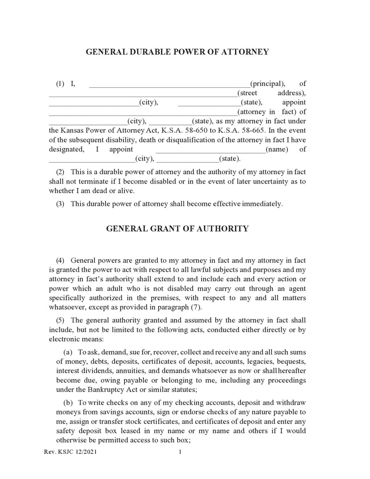 free printable durable power of attorney