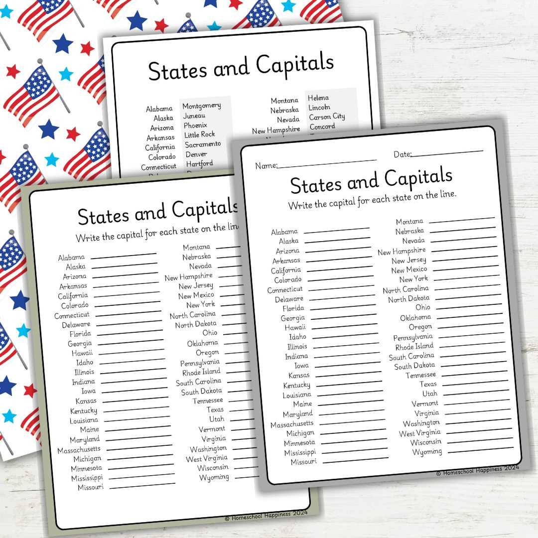 state capitals printable list state capitals printable list