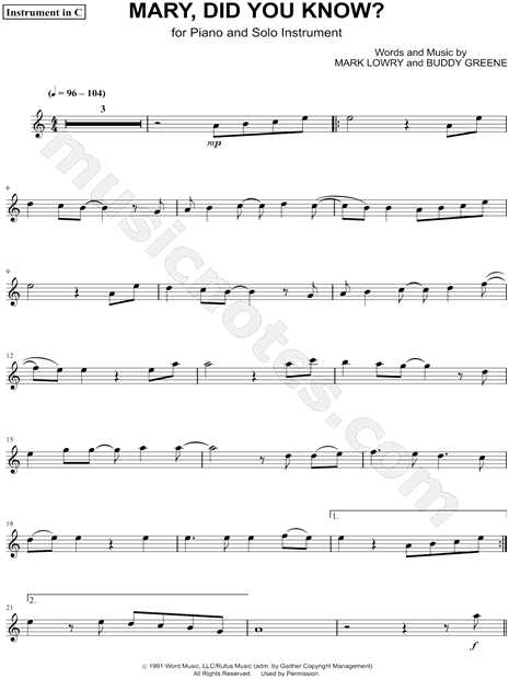 printable words to mary did you know