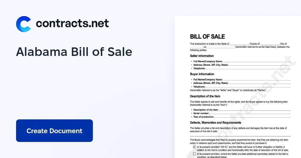 printable blank bill of sale alabama