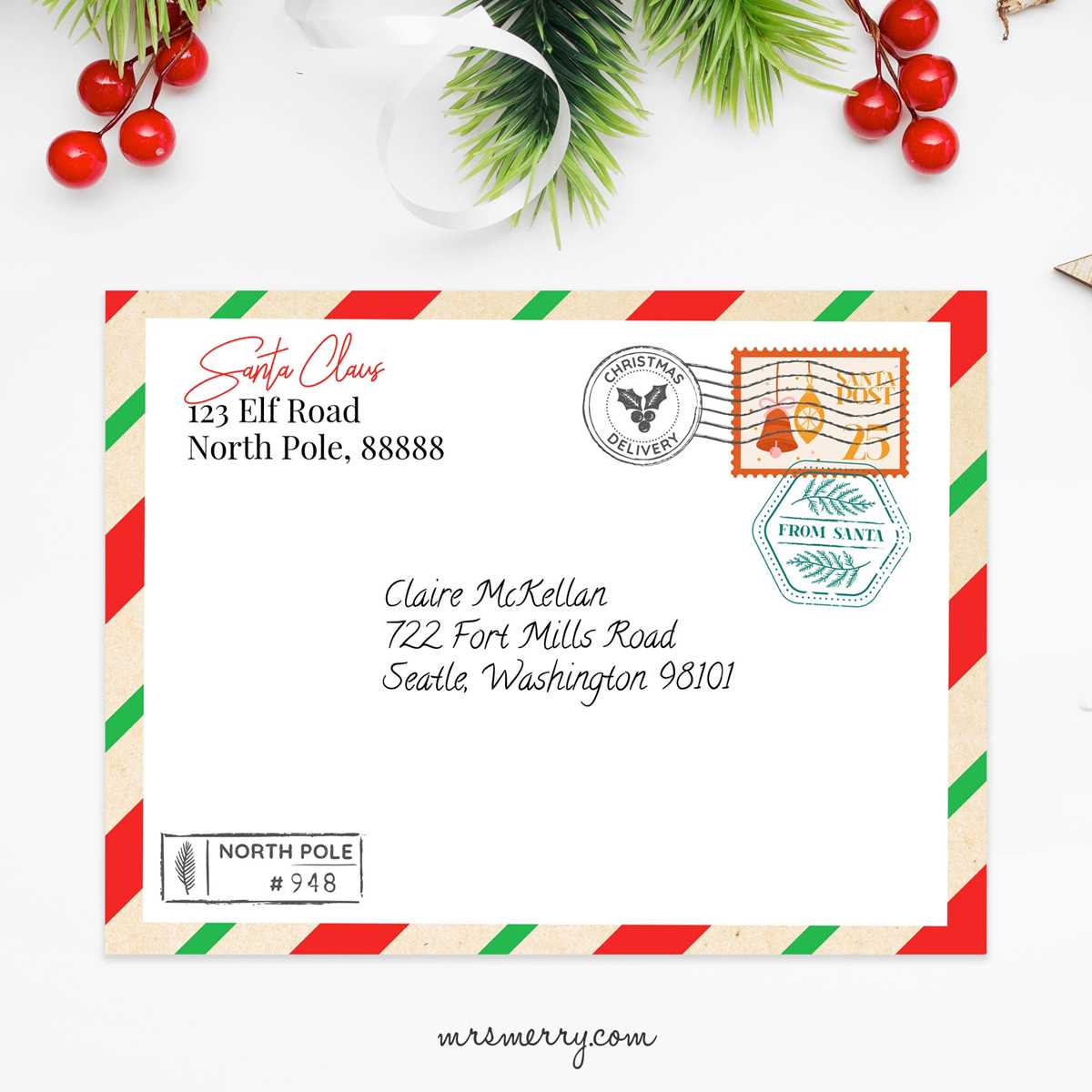 santa envelope printable santa envelope printable