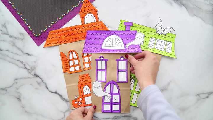 printable paper bag haunted house template printable paper bag haunted house template