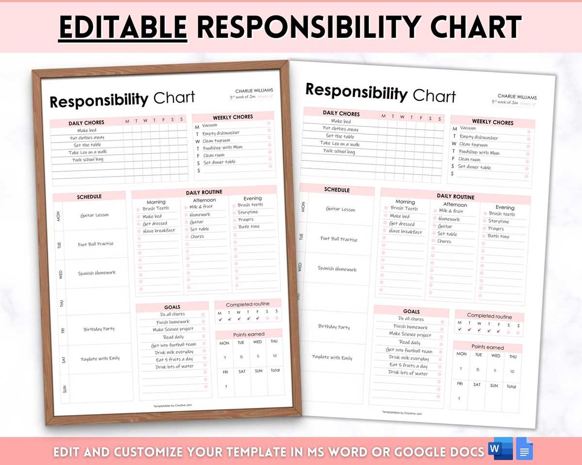 responsibility chart printable