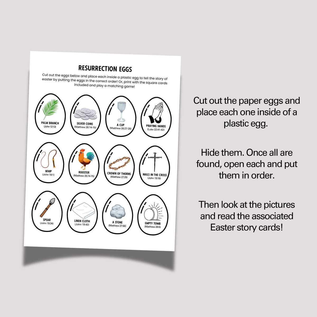 resurrection eggs story printable