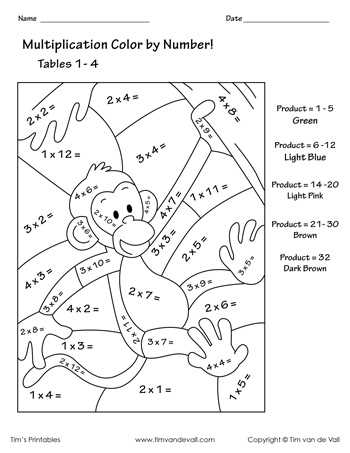 printable color by number multiplication