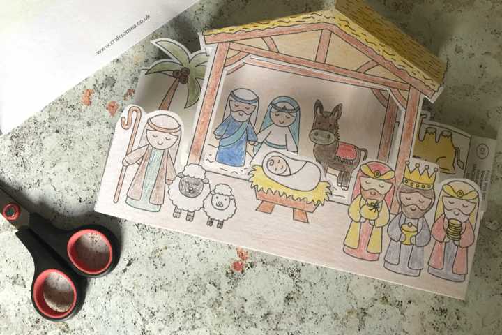 free printable 3d nativity scene
