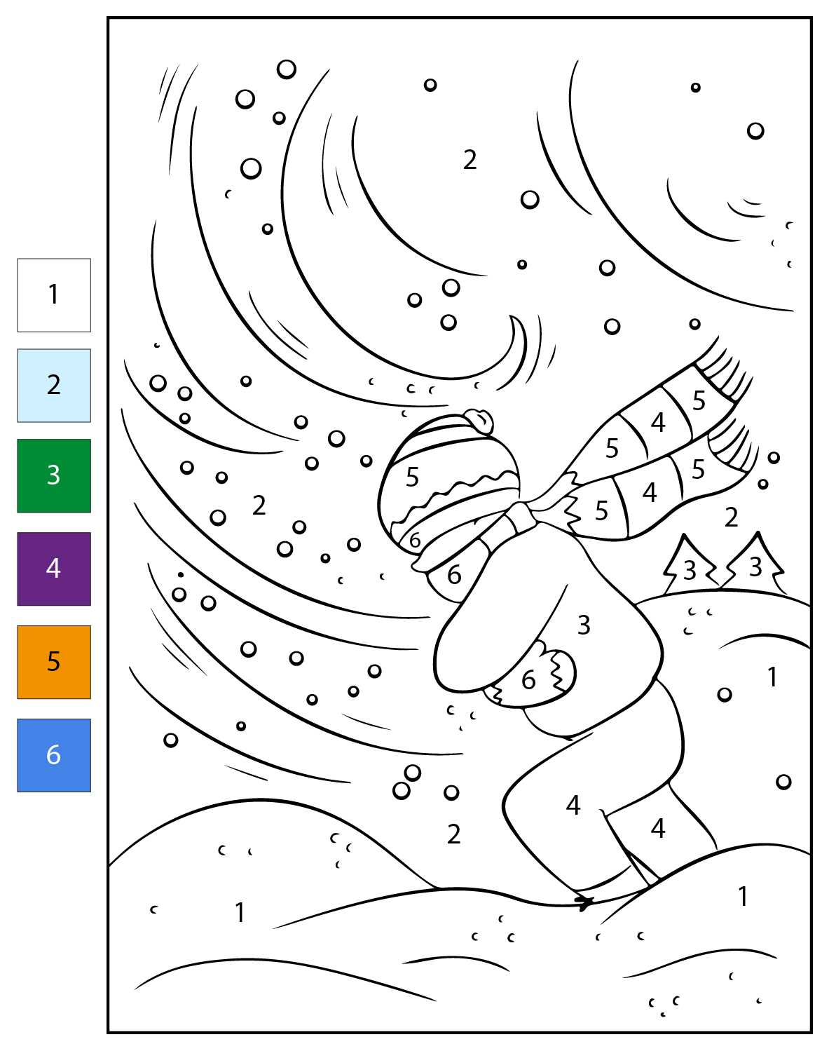 winter color by number free printable winter color by number free printable