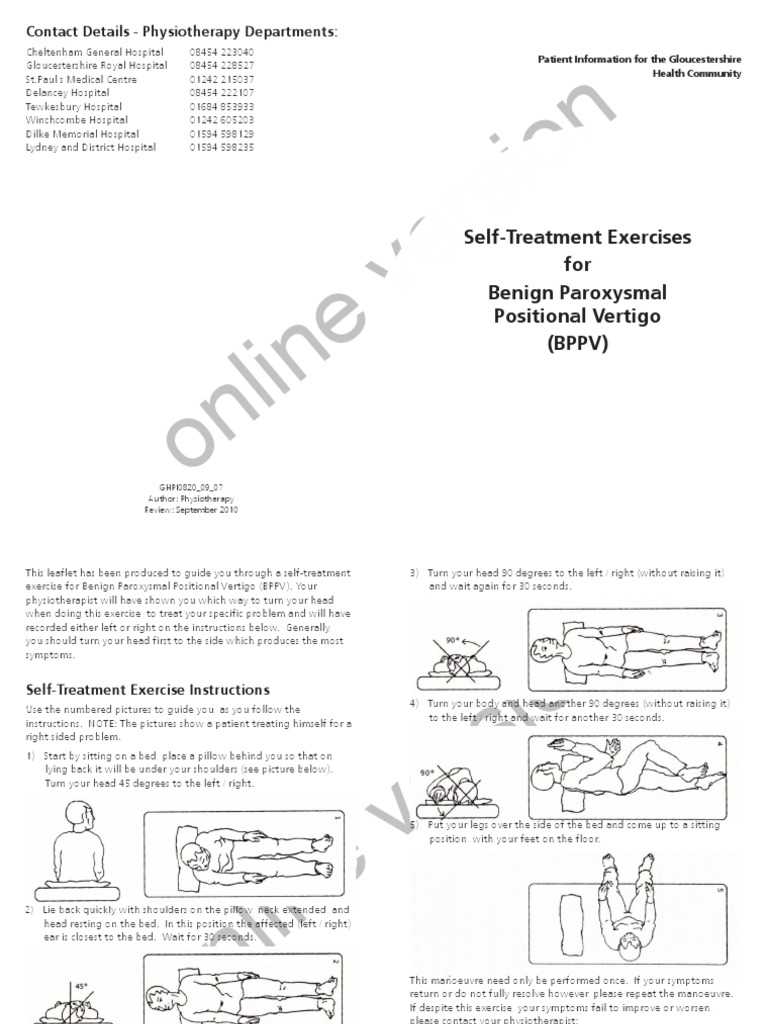 printable vertigo exercise chart printable vertigo exercise chart