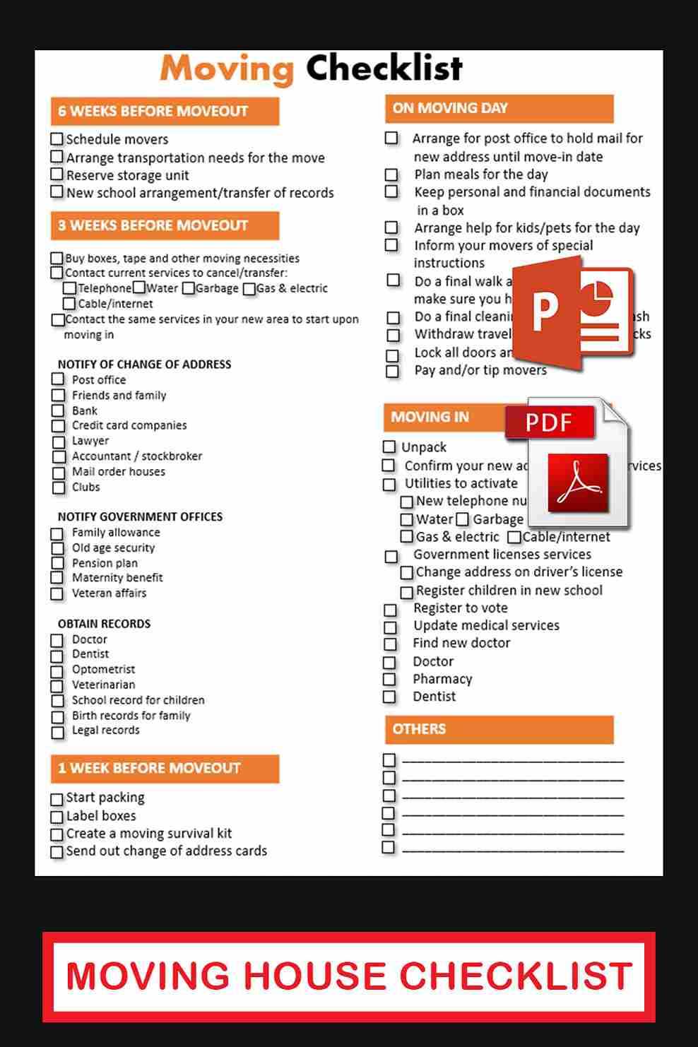printable checklist for moving into a new house