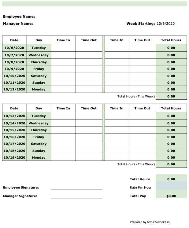 printable biweekly timesheet