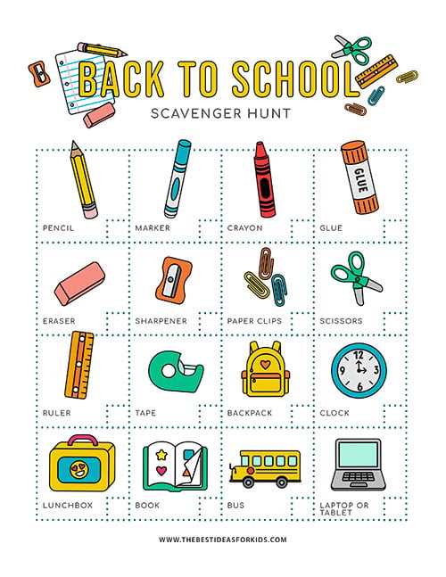 school scavenger hunt printable