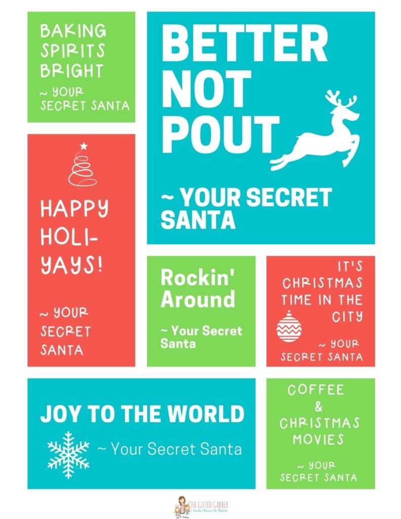 secret santa notes for coworkers free printable