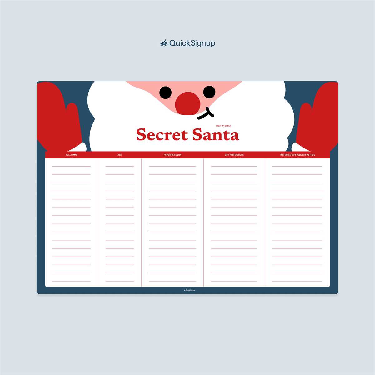 secret santa printable list