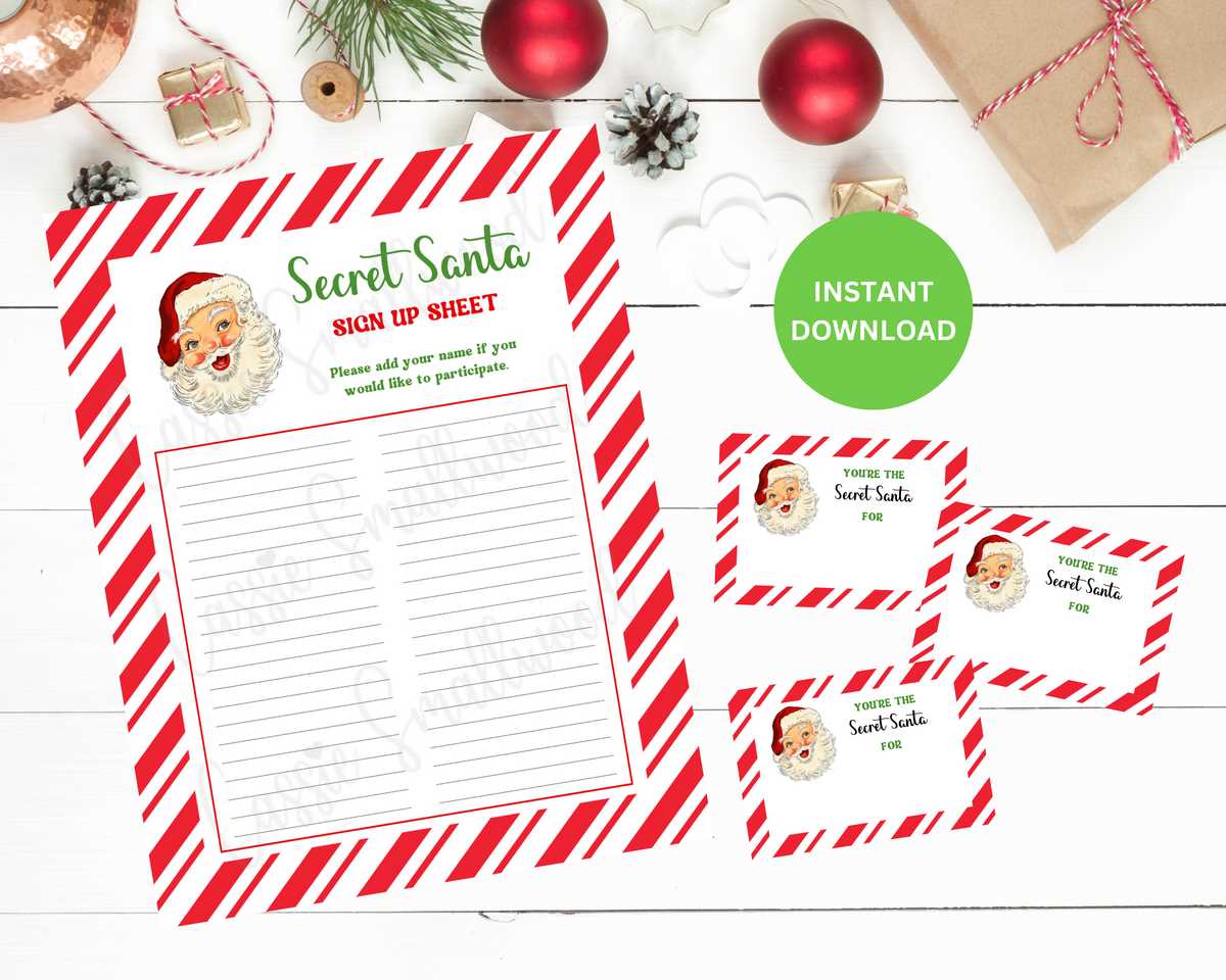secret santa template printable