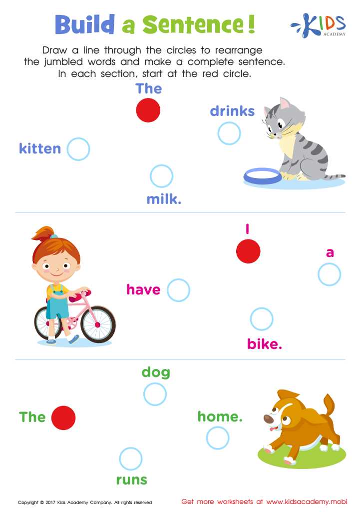 sentence building printables sentence building printables