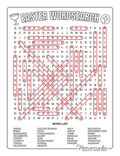 word search printable easter