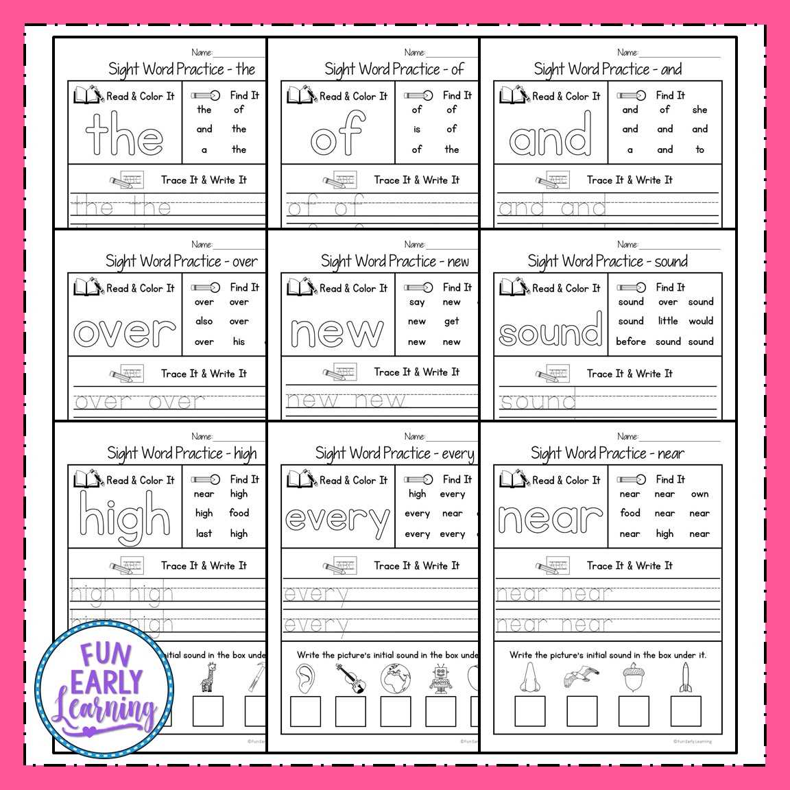 sight words free printables sight words free printables