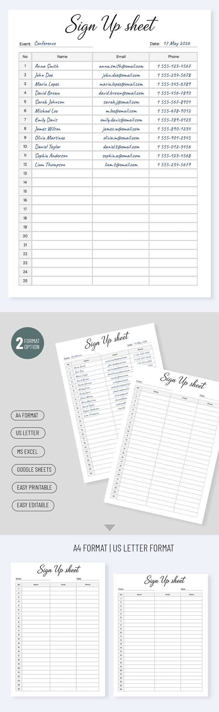 sign up sheet printable sign up sheet printable