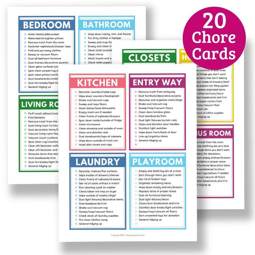 cleaning checklist by room printable