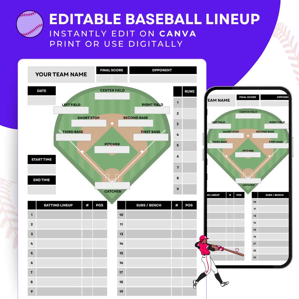 softball batting lineup sheet printable