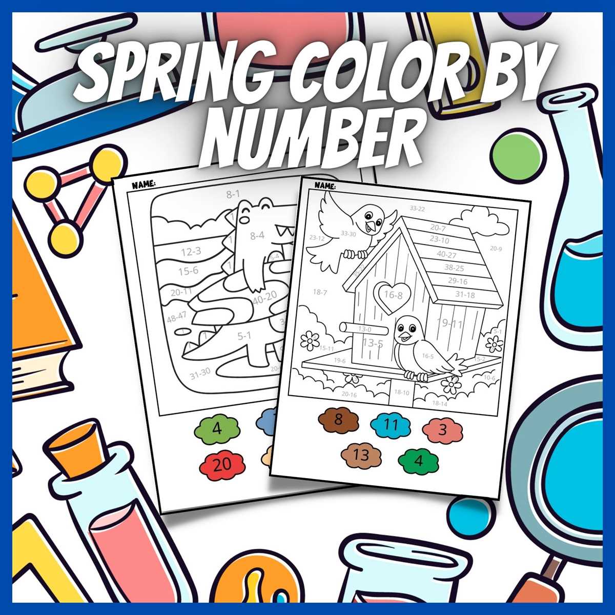 spring color by numbers printable