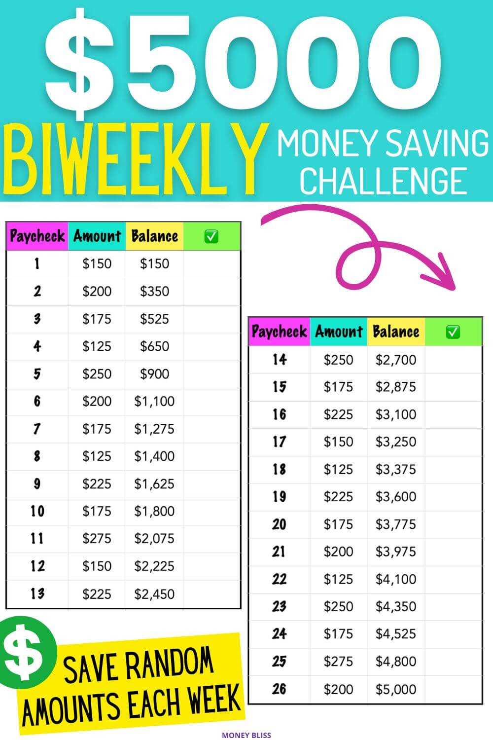 printable savings challenge