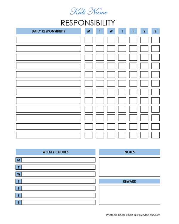 responsibility chart printable