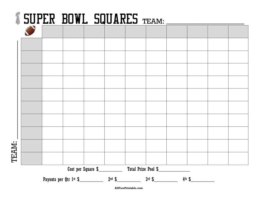 super bowl printable squares