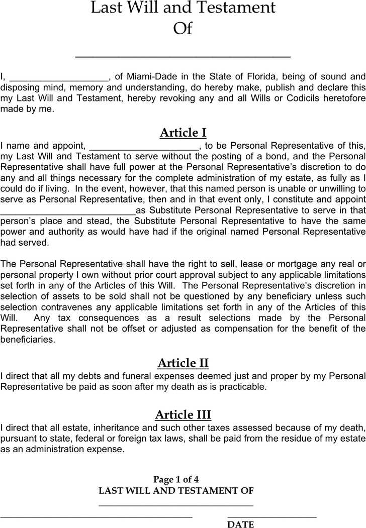 free printable last will testament blank forms