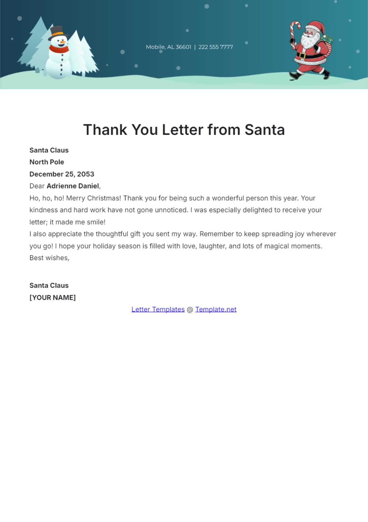from santa letter template printable
