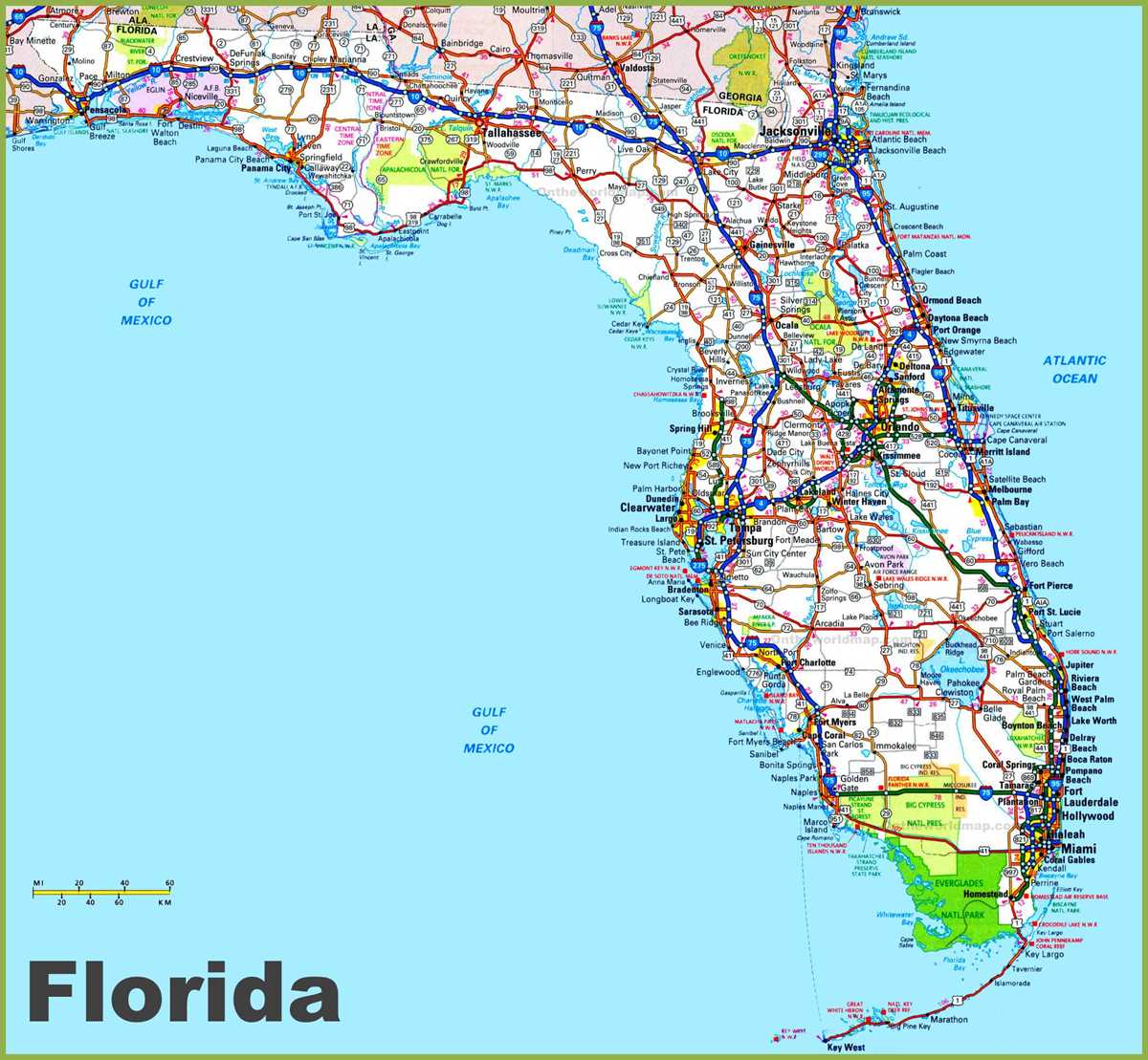 printable map of florida with cities