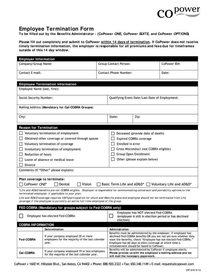 free printable employee termination form free printable employee termination form