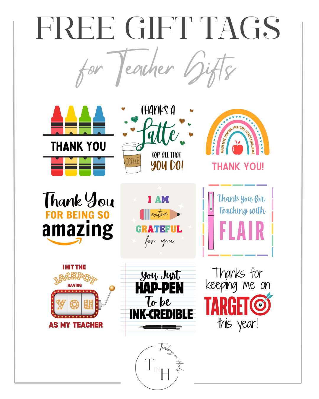 teacher appreciation free printable tags