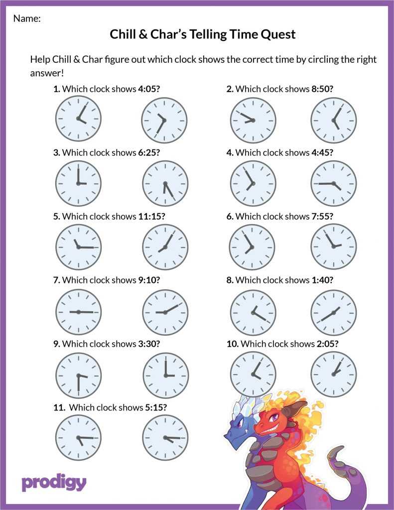 telling the time printable worksheets
