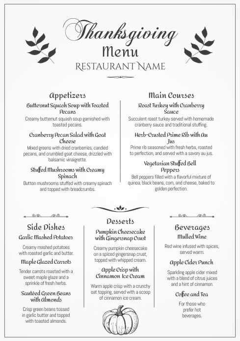 thanksgiving printable menu thanksgiving printable menu