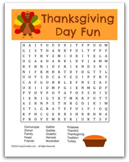 thanksgiving word search printable free