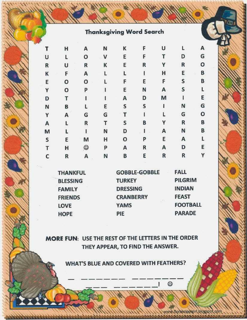 thanksgiving word search printable free