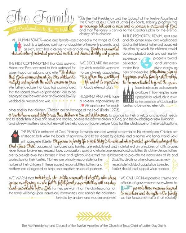 the family a proclamation to the world printable the family a proclamation to the world printable