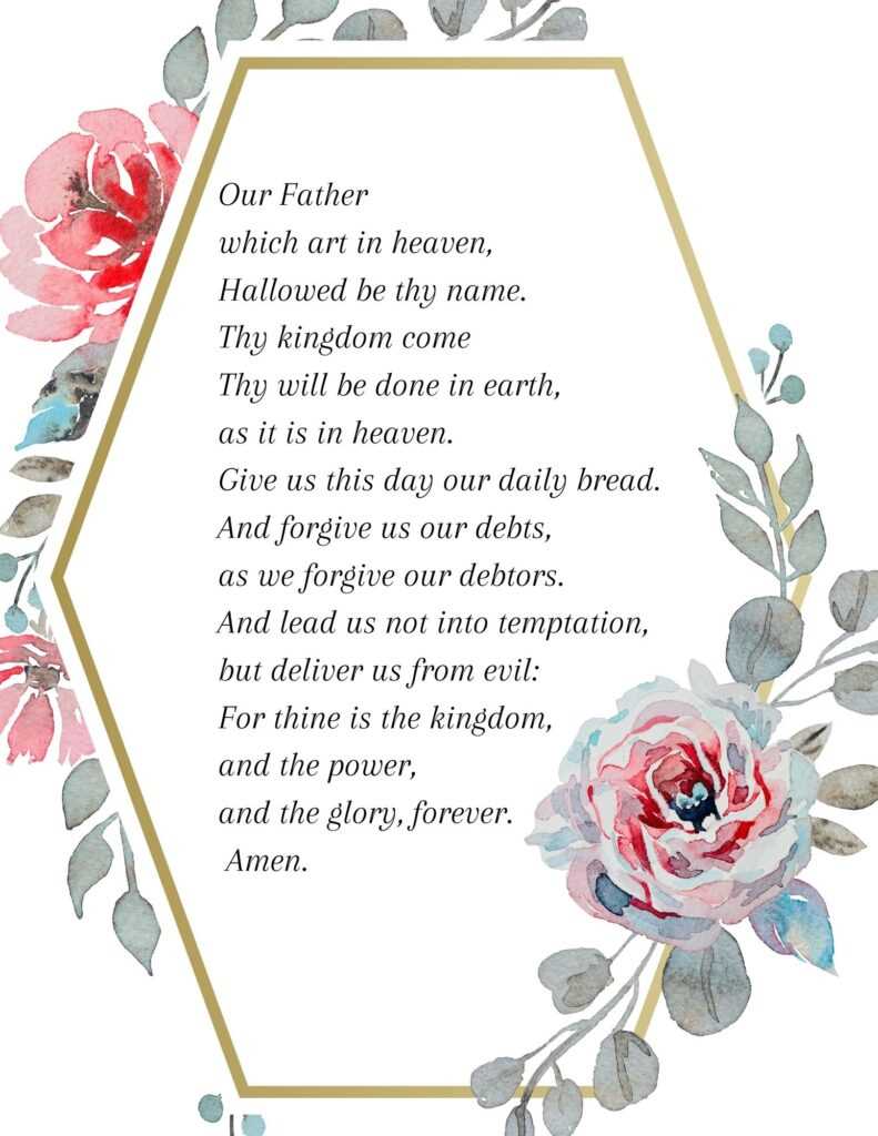 the lord prayer printable the lord prayer printable
