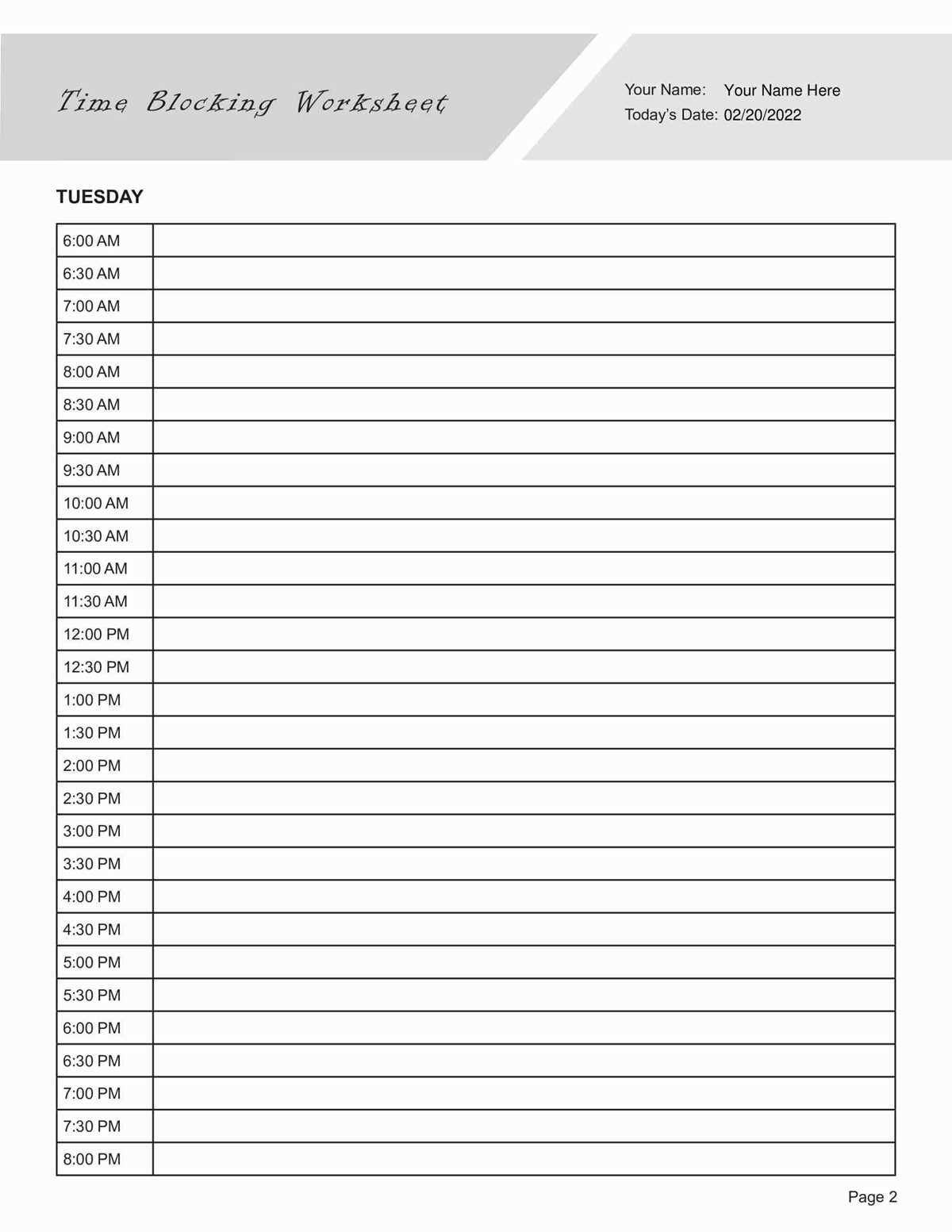time blocking template printable time blocking template printable