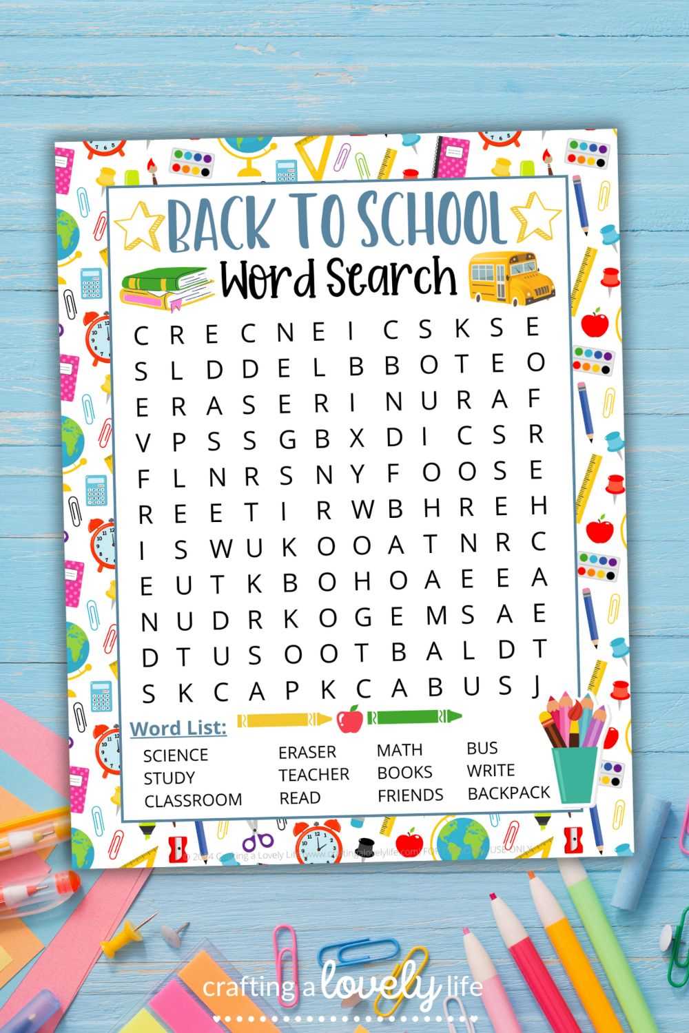 back to school word search free printable