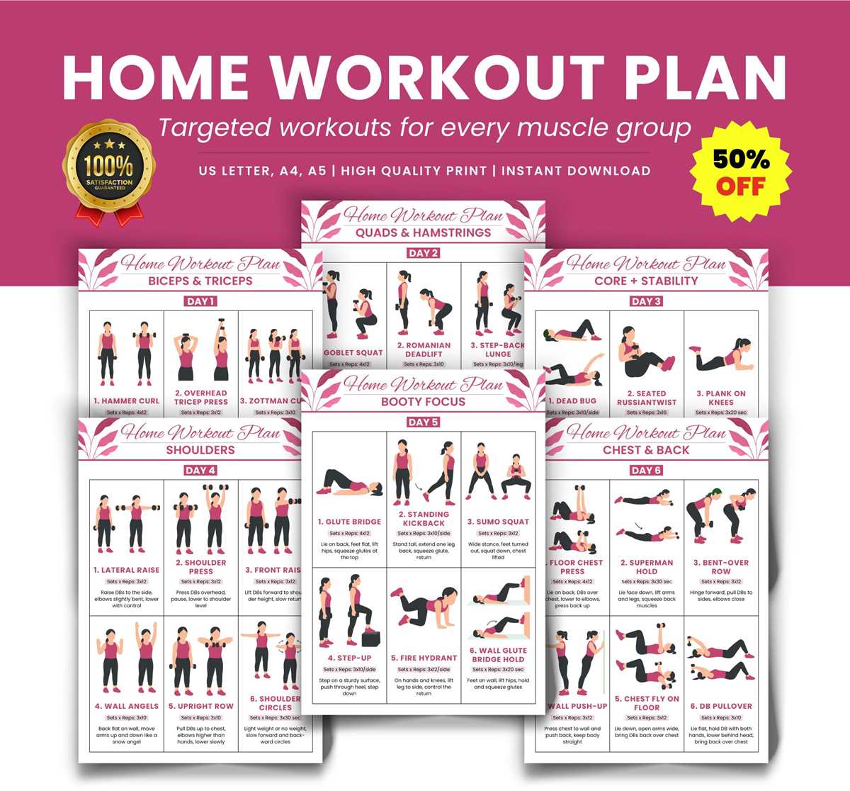 total gym exercises printable