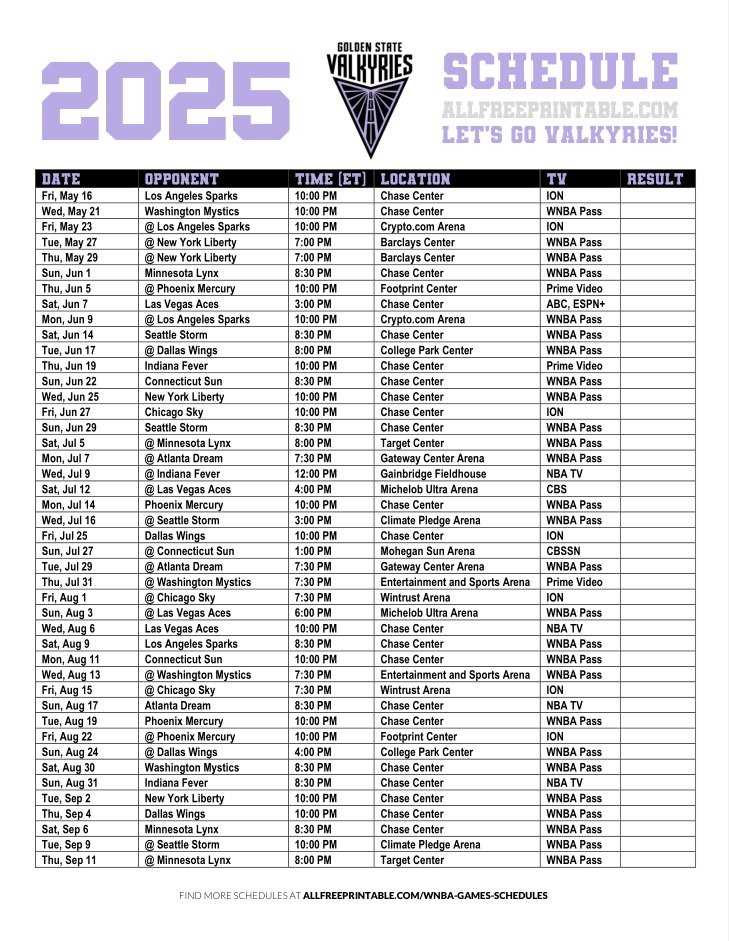 valkyries schedule printable valkyries schedule printable