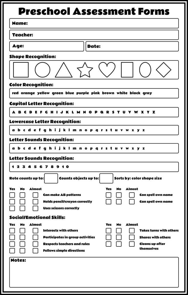 free printable preschool assessment free printable preschool assessment