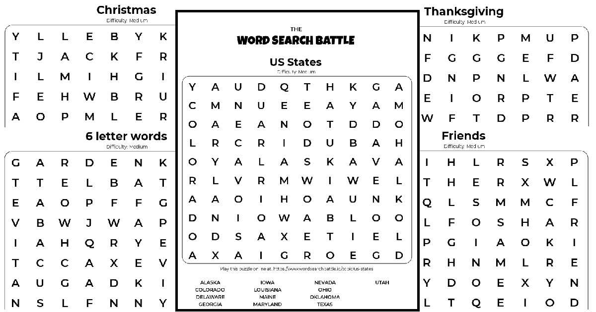 free word search printables