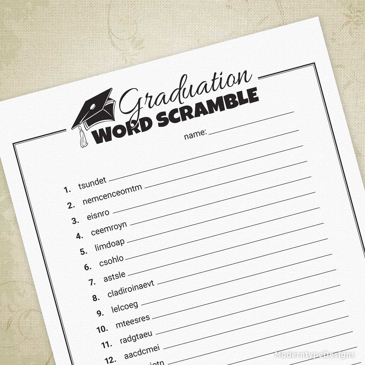 free printable graduation games