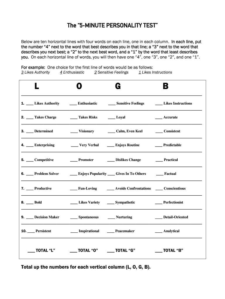 printable mbti test printable mbti test