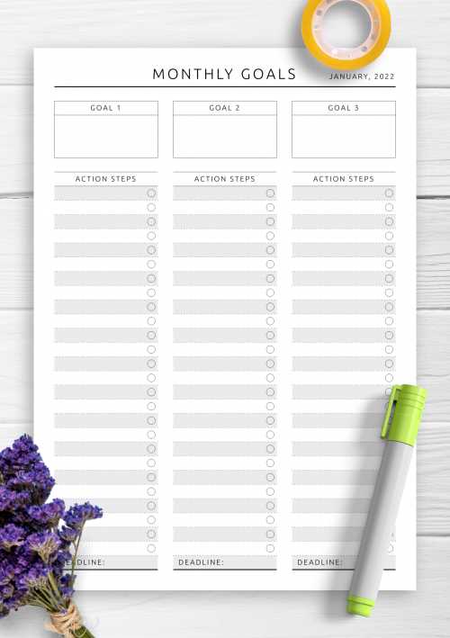 free printable goal planner