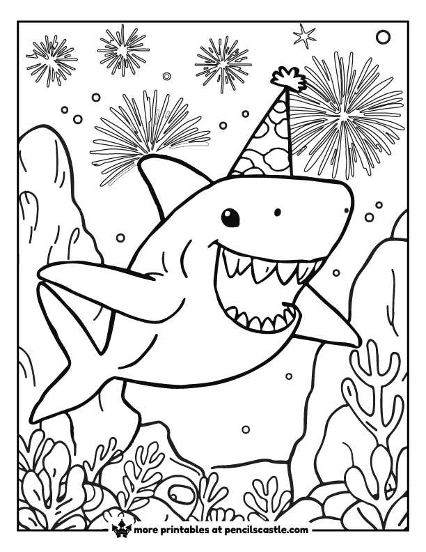 shark color pages printable